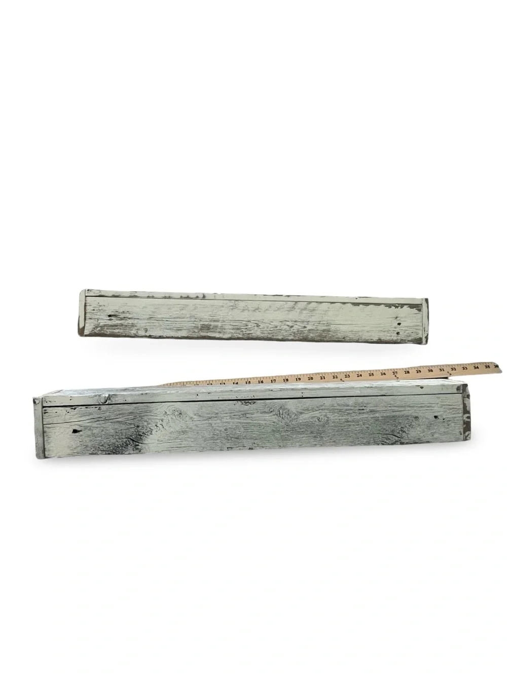 Rustic White Wooden Wall Shelves 29.5 Inch Length- Set of 2